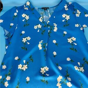 Hilary Radley Blue Floral Blouse